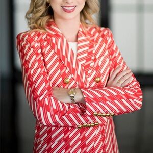 Veronica Beard Miller Dickey Jacket Red White Stripes Sz 4